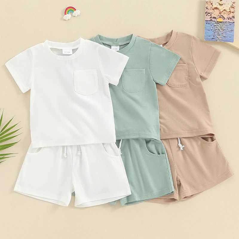 Clothing Sets Toddler Infant Boys Summer Outfits Solid Color Short Sleeve T-Shirt Tops and Elastic Waist Shorts 2Pcs Clothes Set