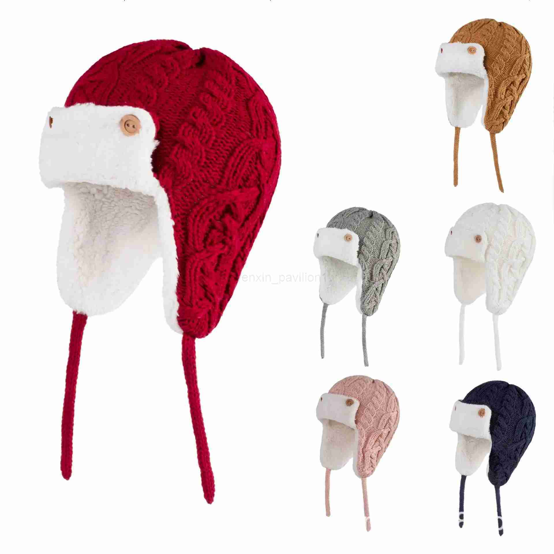 0-5Years Autumn Winter Baby Knitted Hat New Solid Color Boys Girls Childrens Wool Hat Velvet Thickened Warmth HatXJ240715