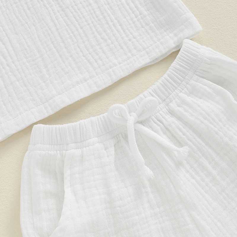 Clothing Sets 2024-04-30 Lioraitiin Baby Shorts Set Short Sleeve Button Front Solid Color T-Shirt and Shorts Toddler 2 Piece Outfits