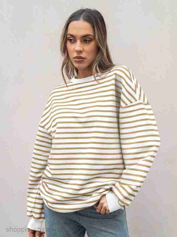 Women Hoodies Sweatshirts women's autumn and winter new striped long sleeved round neck sports shirt Y2K hoodie Woman jogging suit