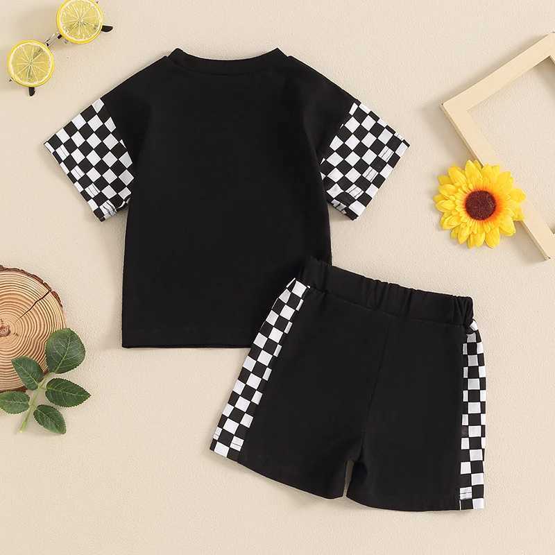 Clothing Sets 2024-04-08 lioraitiin Toddler Baby Boys Summer Outfits Letter Embroidery Short Sleeves T-Shirt and Elastic Shorts Clothes Set