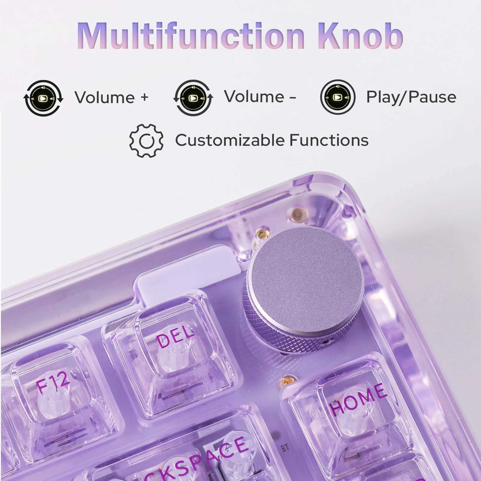 KiiBOOM Phantom 81 V2 Upgraded Crystal Gasket-Mounted USB-C Wired/Bluetooth5.0/2.4GHz Wireless Hot-Swappable Mechanical KeyboardM240715