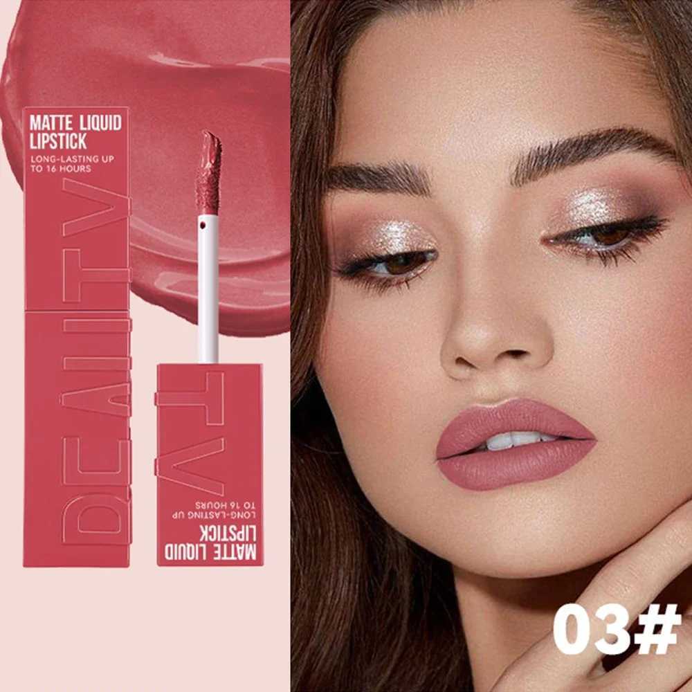 Cheap Matte Ink Liquid Lipstick Non-stick Cup Long Lasting Velvet Nude Lip Gloss Waterproof Lips Tint Waterproof Korean Make Up zxx240715