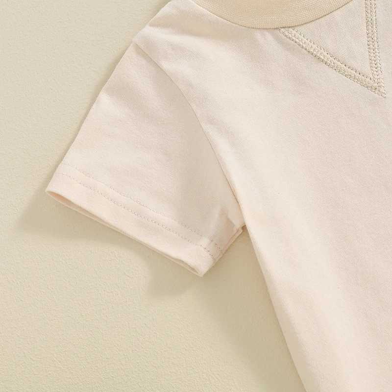 Clothing Sets Toddler Boys Summer Outfits Reverse Stitch V-Shape Pattern Short Sleeve T-Shirts Tops Elastic Waist Shorts 2Pcs Clothes Set KVB3