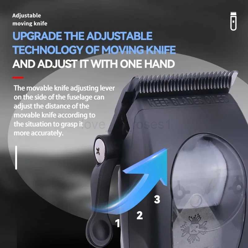 Kemei Professional Barber Cordless Hair Clipper Rechargeable Electric Hair Trimmer fade Hair Cutting Machine for Men Hair CutterM240715