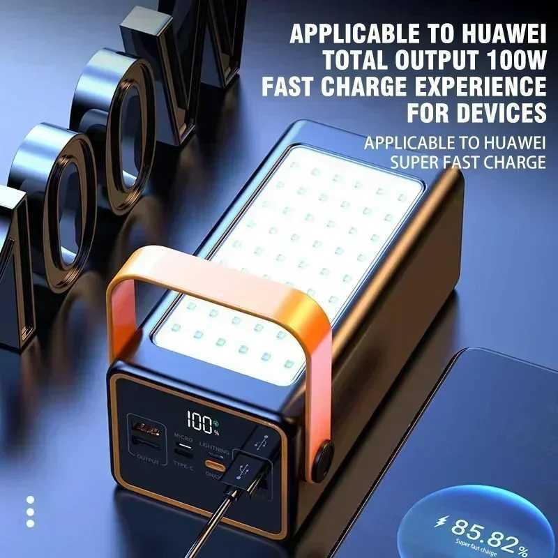 Power Bank 200000mAh High Capacity 66W Fast Charger Powerbank for iPhone Laptop Batterie Externe LED Camping Light Flashlight M240715