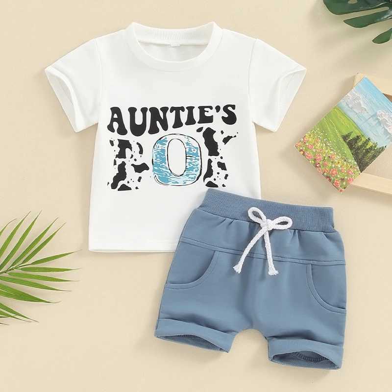 Clothing Sets 2023-12-12 Lioraitiin 0-3Y Toddler Baby Boys Summer Outfits Short Sleeve Cow Letter Print Tops and Shorts Set Clothes