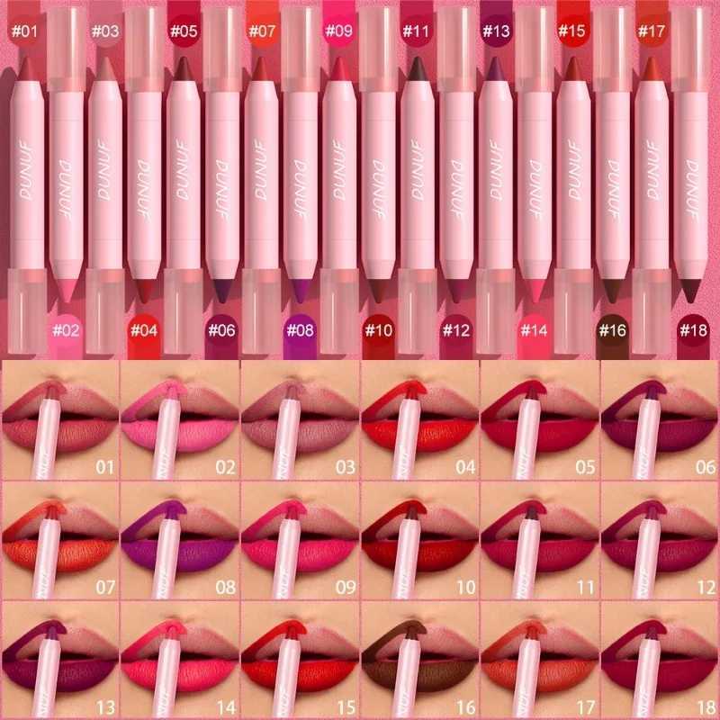 18 Colors Matte Lipstick Pen Soft Silky Velvet Lip Liner Pencil Sexy Full Color Lip Crayon Waterproof Lasting Beauty Maquillaje zxx240715