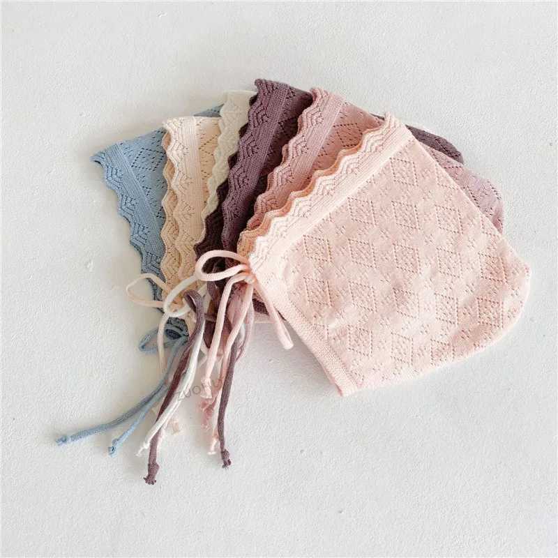 Baby Womens Hat Solid Color Baby Hat 0-24 Months Baby Knitted Hat with Lace Flower Childrens HeadpieceW240715