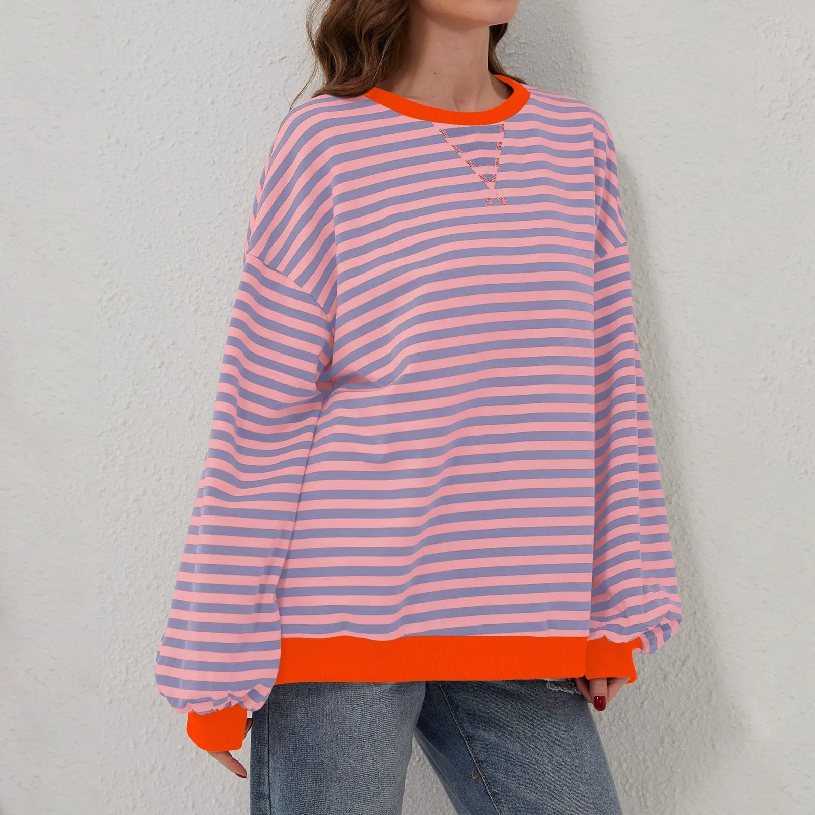 Long Sleeve T Shirt Women Cotton Womens Fashion Striped Turtleneck Tops 240712