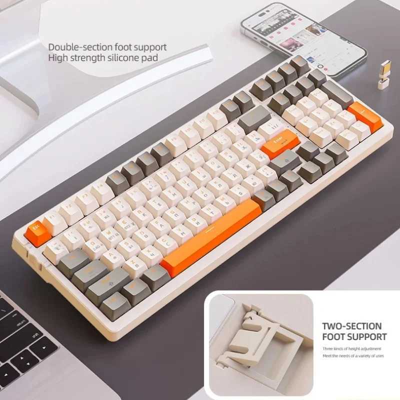 K96 Gaming Mechanical Keyboard 2.4G Wireless/5.0 BT Red Switch 100 Key Hot Swap Rechargeable Gamer Keyboard PBT keycapsM240715