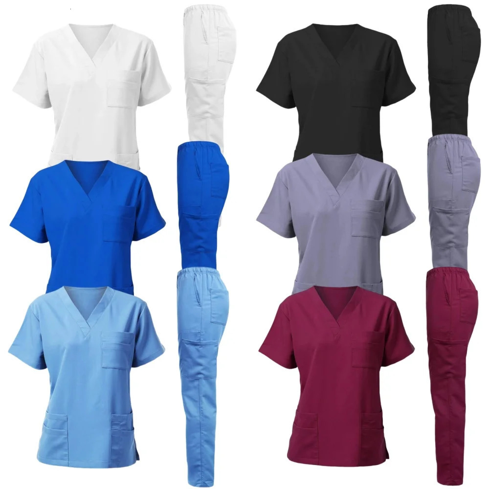 Beauty Salon Uniform Clothes Scrub Suit Uniformes Tshirts Short Sleeve Dhypocrate Work Clothes Nurse Blouses 240708