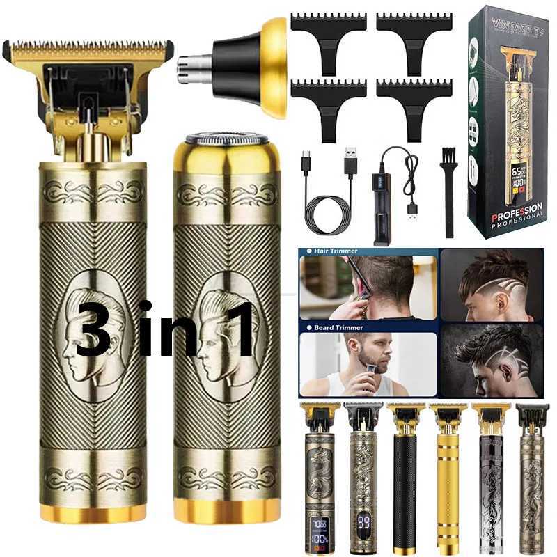 Vintage 3 In 1 Full Set Accessories Beard Barber Shop Body Electric Professional Nose Hair Trimmer Clipper Cut Cutter MachineM240715