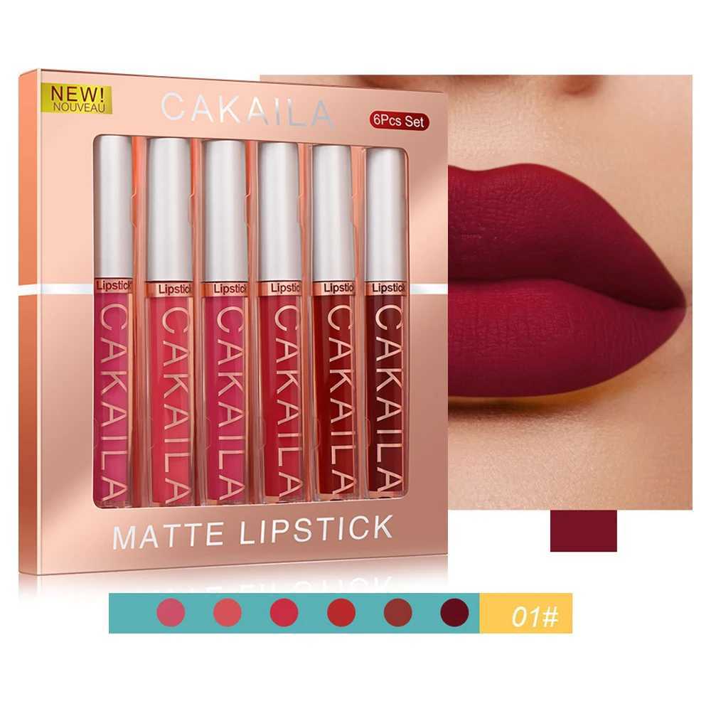 6-pack lip gloss set long-lasting non stick cup liquid lipstick velvet matte lip gloss zxx240715