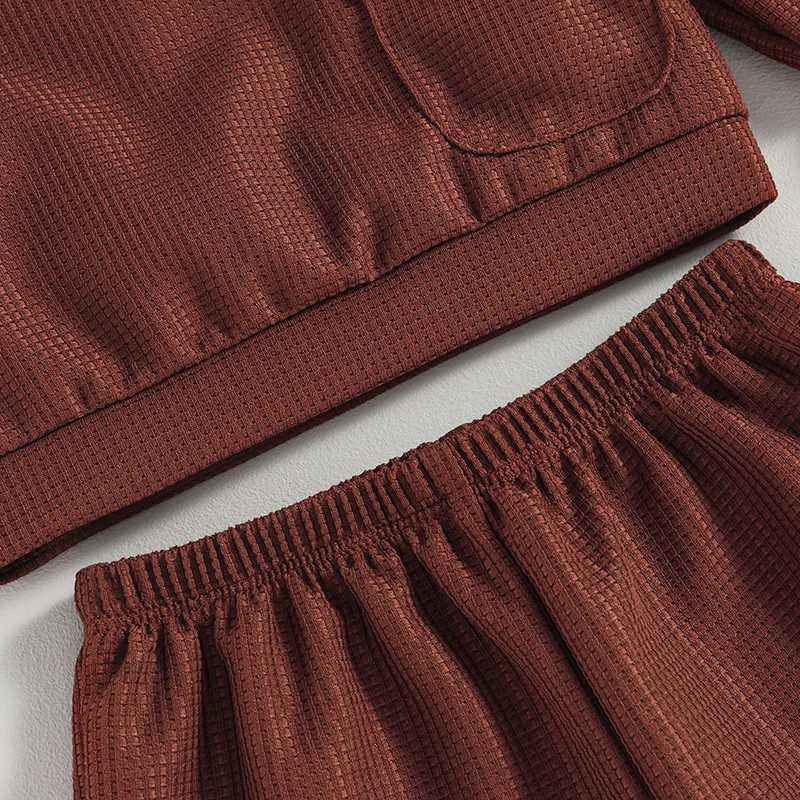 Clothing Sets 0-3Y Baby Boys Spring Autumn Clothing Set Solid Color Long Sleeve Sweatshirt with Elastic Waist Pants Infant Clothes