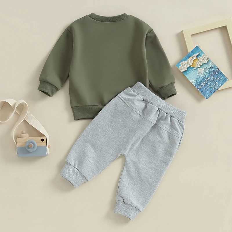 Clothing Sets 2023-09-09 Lioraitiin 0-3Y Baby Boy 2Pcs Fall Outfits Long Sleeve Letter Print Pullover + Pocket Pants Set Toddler Clothes