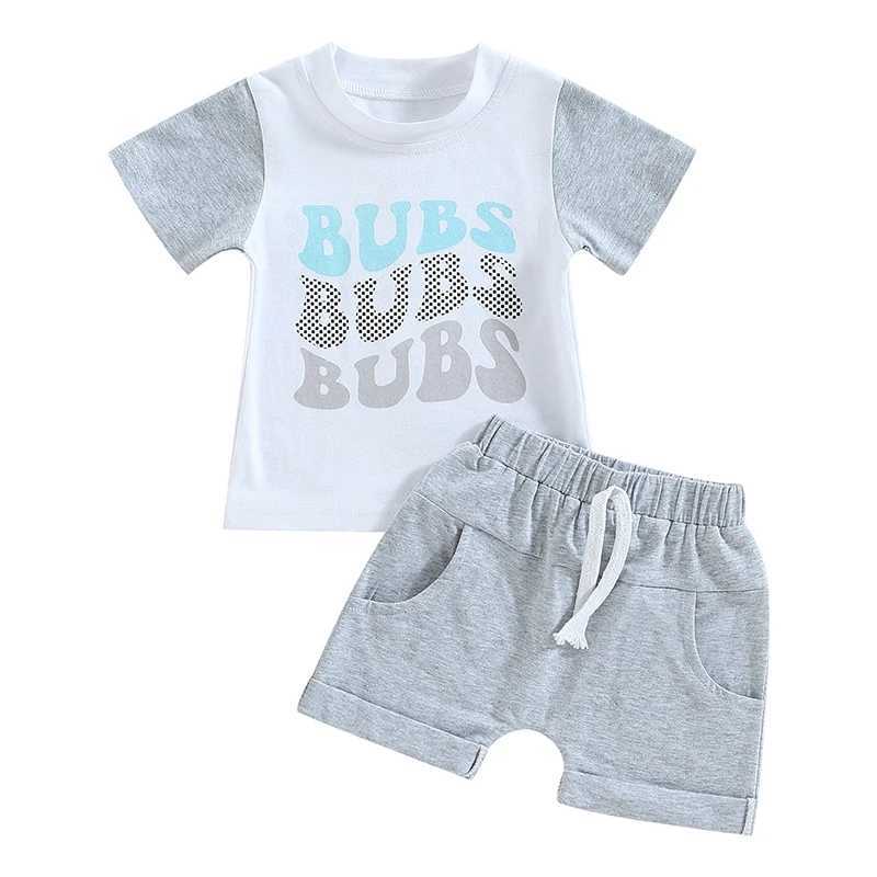 Clothing Sets 2023-02-16 Lioraitiin 0-3years Infant Boys Summer Outfits Contrast Letter Print Crew Neck Short Sleeve T-Shirts Solid Shorts