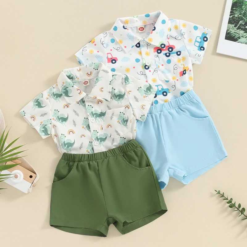 Clothing Sets 0-3Y Toddler Infant Kid Baby Boy Clothes Sets Short Sleeve Dinosaur/Car Print Shirt with Elastic Waist Shorts Summer Outfit