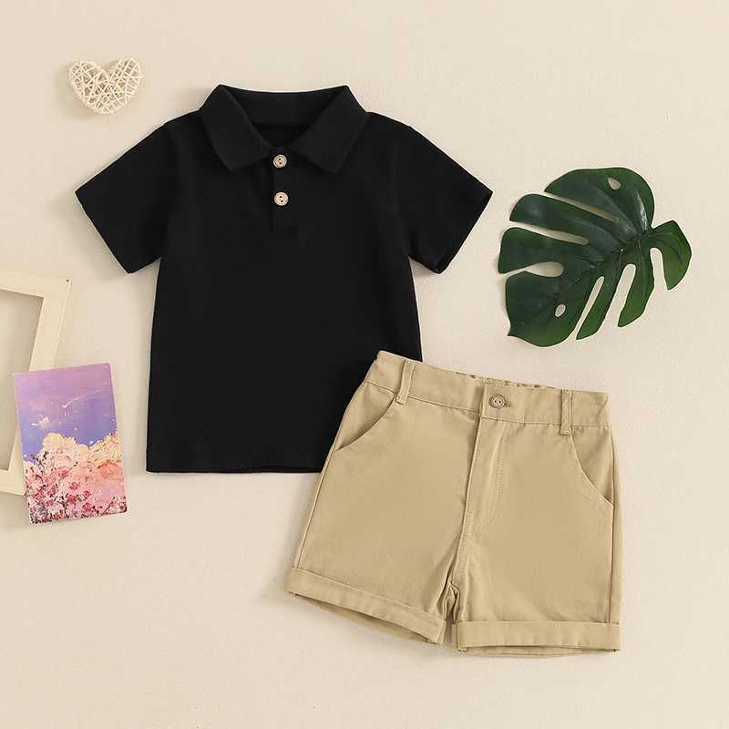 Clothing Sets 1-5Y Boys Clothing Sets Summer Short Sleeve Shirt Tops Solid Color Shorts Kids Clothes Casual Clothing Sets for Children