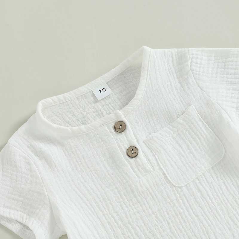 Clothing Sets Toddler Baby Boys Summer 2-piece Outfits Solid Color Short Sleeve T-shirt with Breast Pocket and Casual Elastic Shorts Set