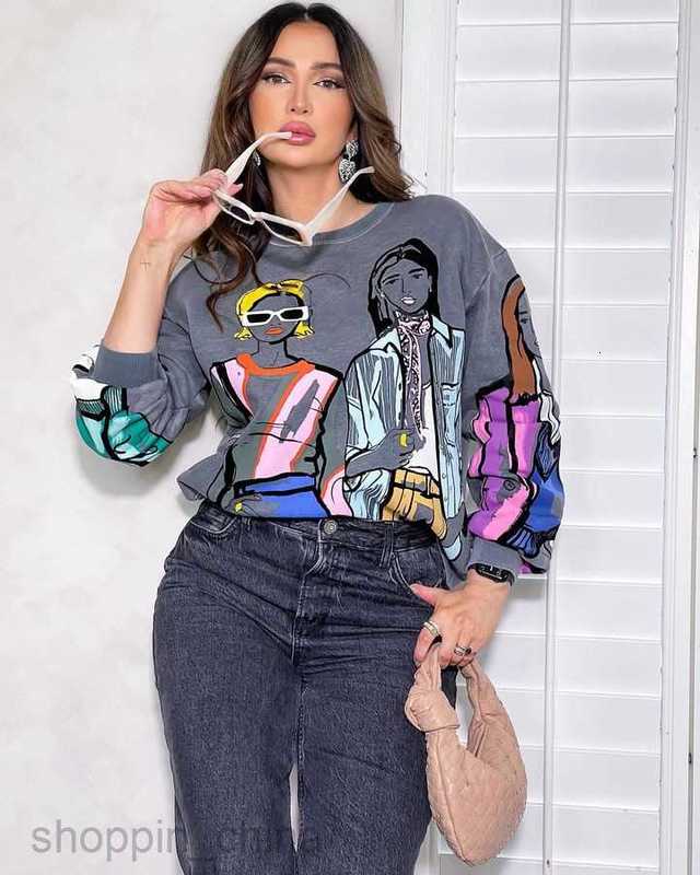 Women Hoodies Sweatshirts Wind autumn and winter new thin velvet printed casual sportswear for women Woman jogging suit