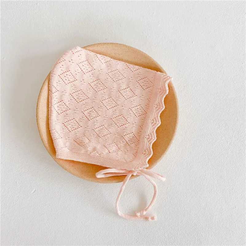 Baby Womens Hat Solid Color Baby Hat 0-24 Months Baby Knitted Hat with Lace Flower Childrens HeadpieceW240715