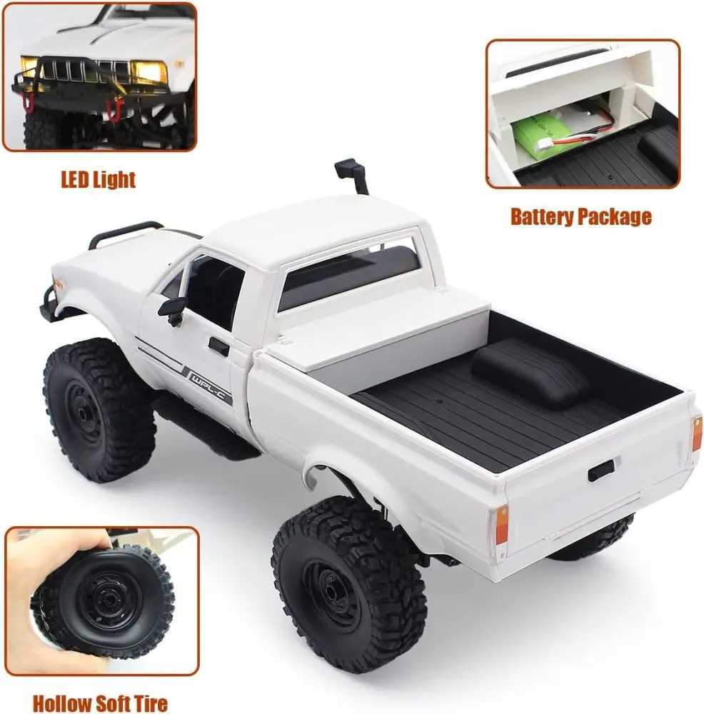 C24-1 2.4Ghz RC Car Crawler 1/16 Scale 4WD Off-road Vehicle Rechargeable Remote Control Climbing Car Model Toys For Kids GiftsM0715