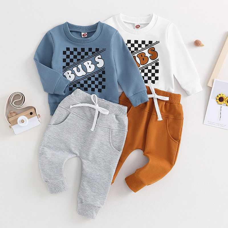 Clothing Sets 2023-06-18 Lioraitiin 0-3Years Toddler Boys 2Pcs Track Suit Letter Print Long Sleeve Sweatshirt and Elastic Pants
