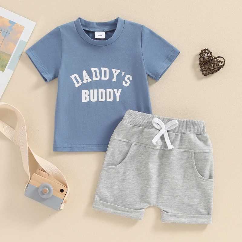 Clothing Sets 2024-03-18 Lioraitiin Toddler Boys Summer Outfits Letter Print Short Sleeves T-Shirt and Elastic Shorts Vacation Clothes Set