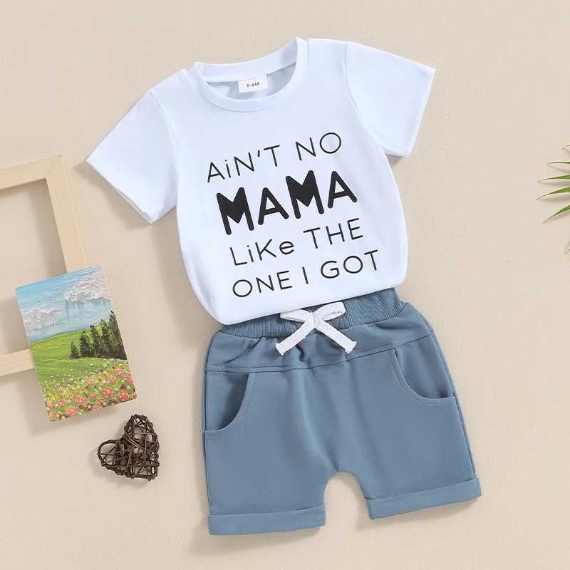 Clothing Sets 2024-01-24 Lioraitiin Baby Boy Outfit O-Neck Short Sleeve Letter Print Tops + Elastic Waist Shorts Summer Set Infant Toddler