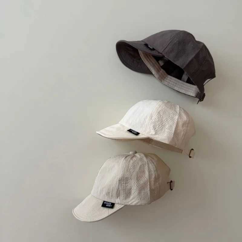 Simple childrens baseball caps for boys and girls fashionable beige coffee colored mountaintop hats childrens outdoor travel sun hatsW240715