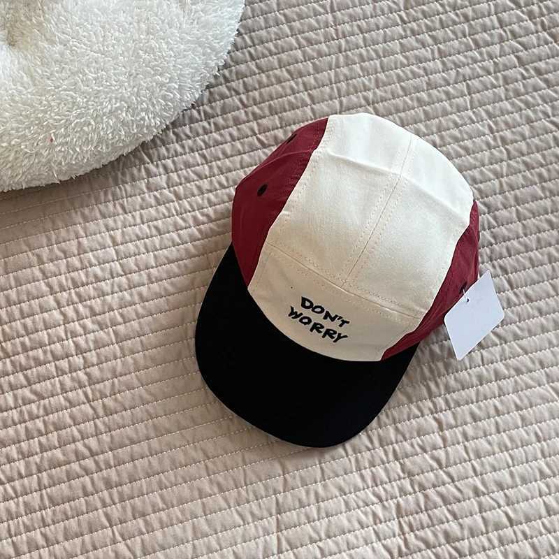 Summer letter embroidery retro hat breathable fashionable leather hat baby girl boy cotton baseball hat children sun block hatW240715