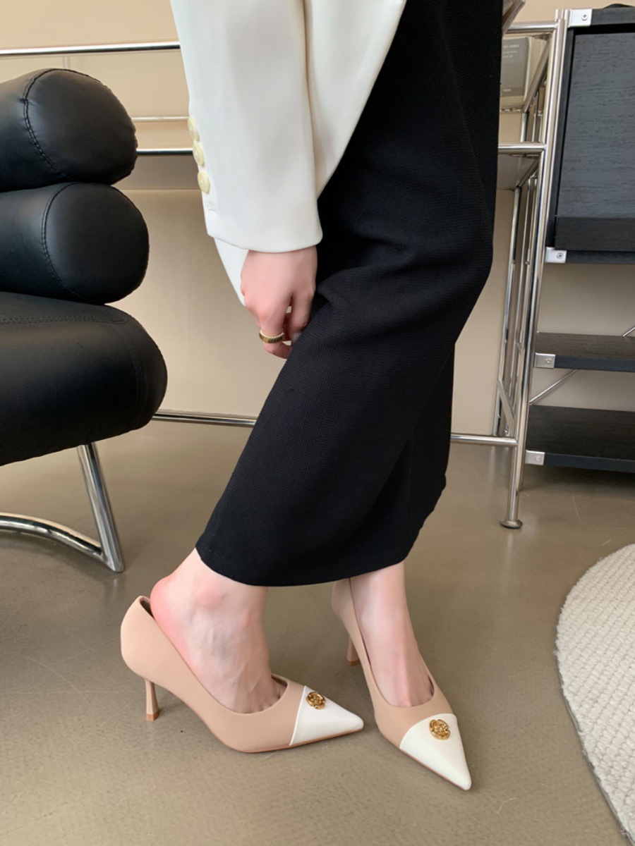 Shipping high Free Skirt pointed heels, fairy slim shoes, gentle style single shoes for spring and summer 2024 Lhshoe