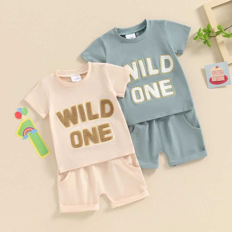 Clothing Sets 2024-03-20 Lioraitiin Summer Baby Boys Outfits Letter Embroidery Short Sleeves T-Shirt and Elastic Shorts Vacation Clothes Set