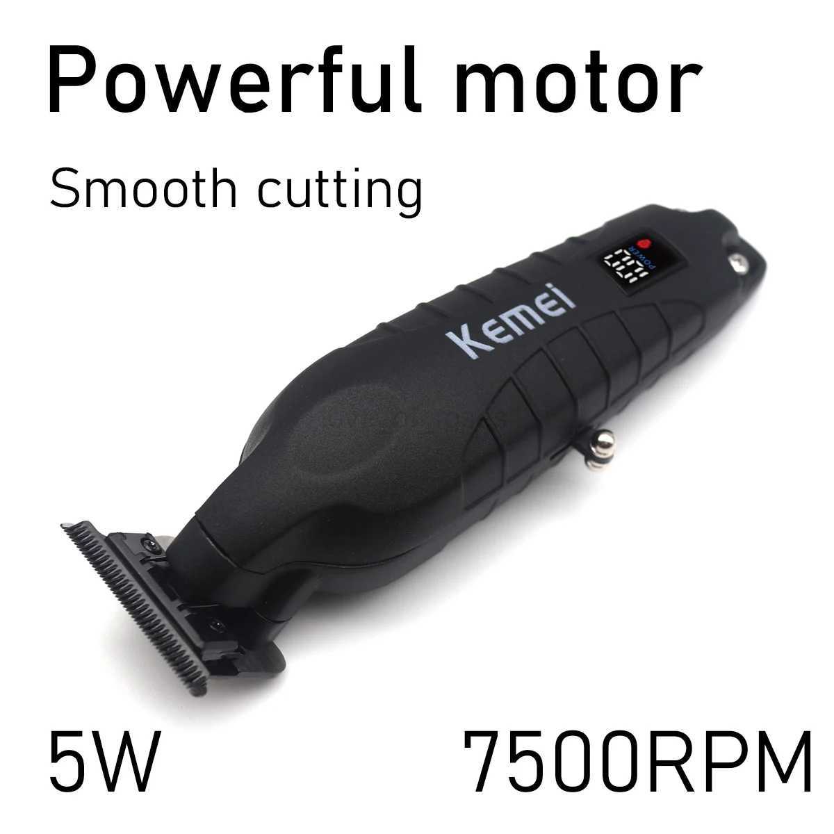 Kemei KM-2293 Professional Hair Trimmer Machine Zero Gapped Full Metal DLC T- Finishing Machine USB LED Mans Hair Clipper M250403