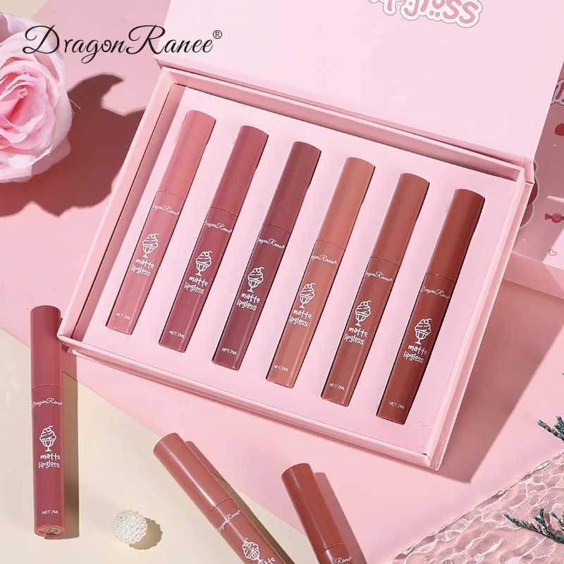 dragonranee 6 Lip Glaze Gift Set Matte Non-Stick Nude Complexion Lip Color Liquid Lipsticks zxx240715