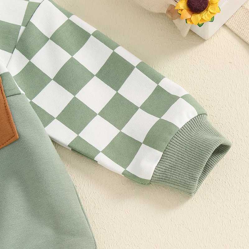 Clothing Sets 2PCS Autumn Baby Tracksuit For Toddler Boys Outfits Checkerboard Print Long Sleeve Sweatshirts Tops Pants Toddler Clothes Sets