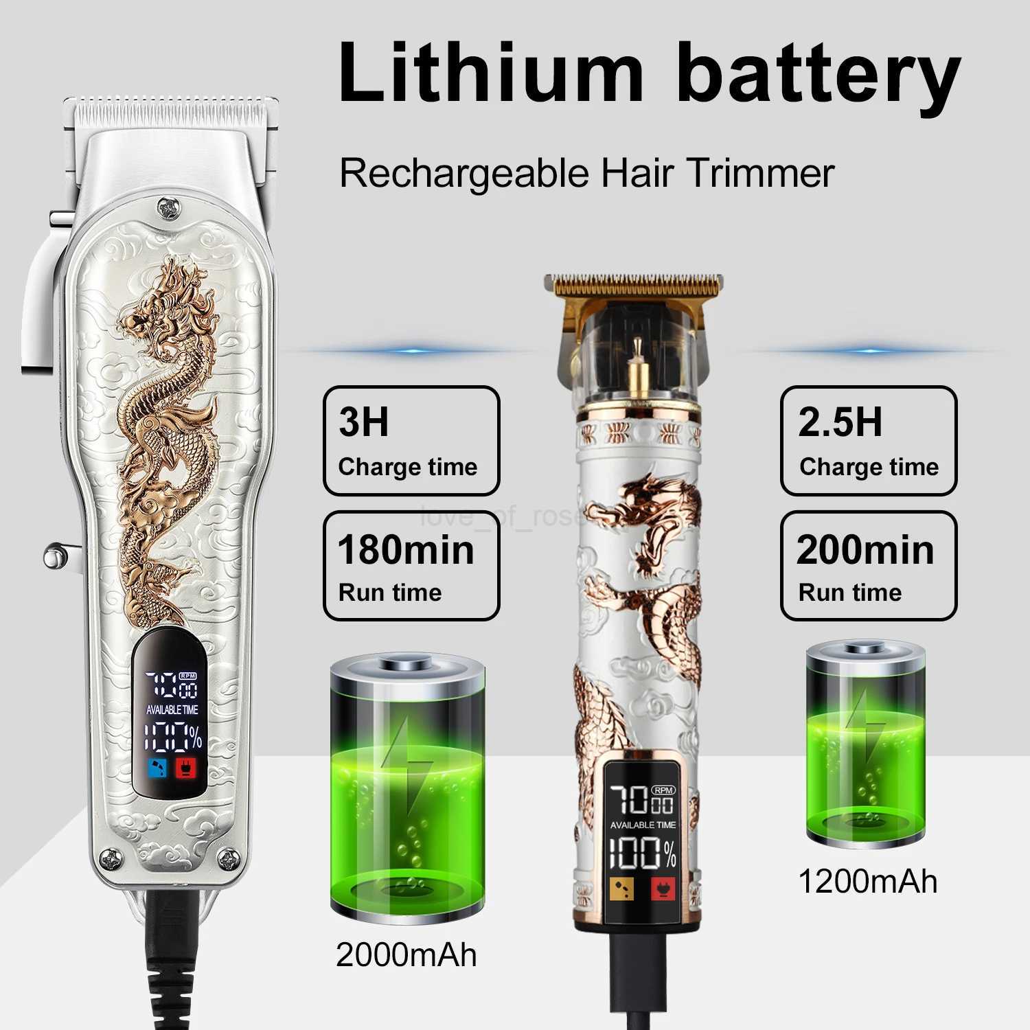 HIENA White Set Dragon Professional Hair Clipper Cordless Hair Trimmer For Men Shaver Hair Cutting Machine Barber Machin BeardM240715