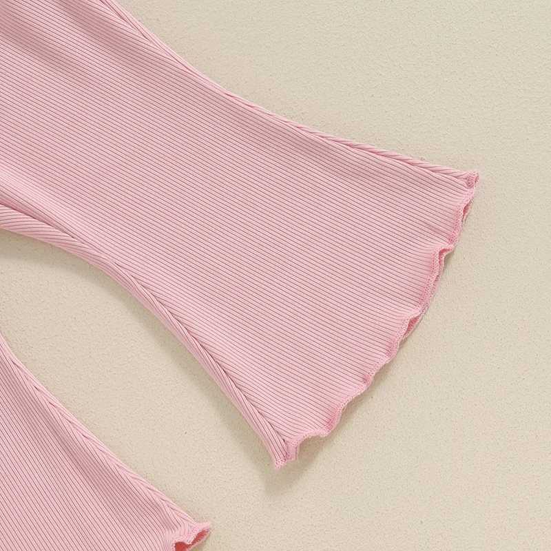 Clothing Sets 2024-04-18 Lioraitiin Little Girls Summer 2PCS Pants Sets Flying Sleeve Letter Print Tops Flared Pants Sets