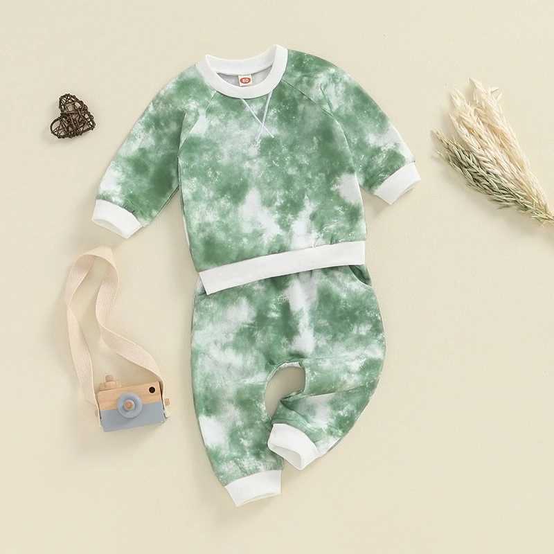Clothing Sets 2024-05-16 Lioraitiin Toddler Boys Fall Outfits Tie-Dye Print Long Sleeve Sweatshirts and Long Pants 2Pcs Clothes Set