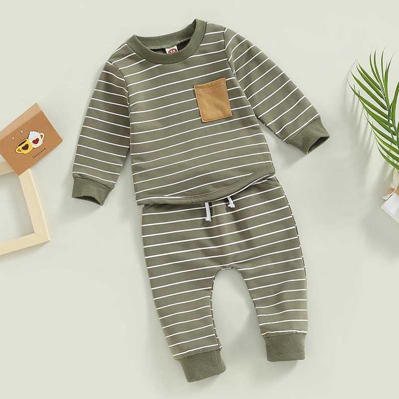 Clothing Sets 2022-12-01 Lioraitiin 0-3Years Baby Boys Pants Set Striped Long Sleeve Crew Neck Sweatshirt Elastic Waist Sweatpants Outfit