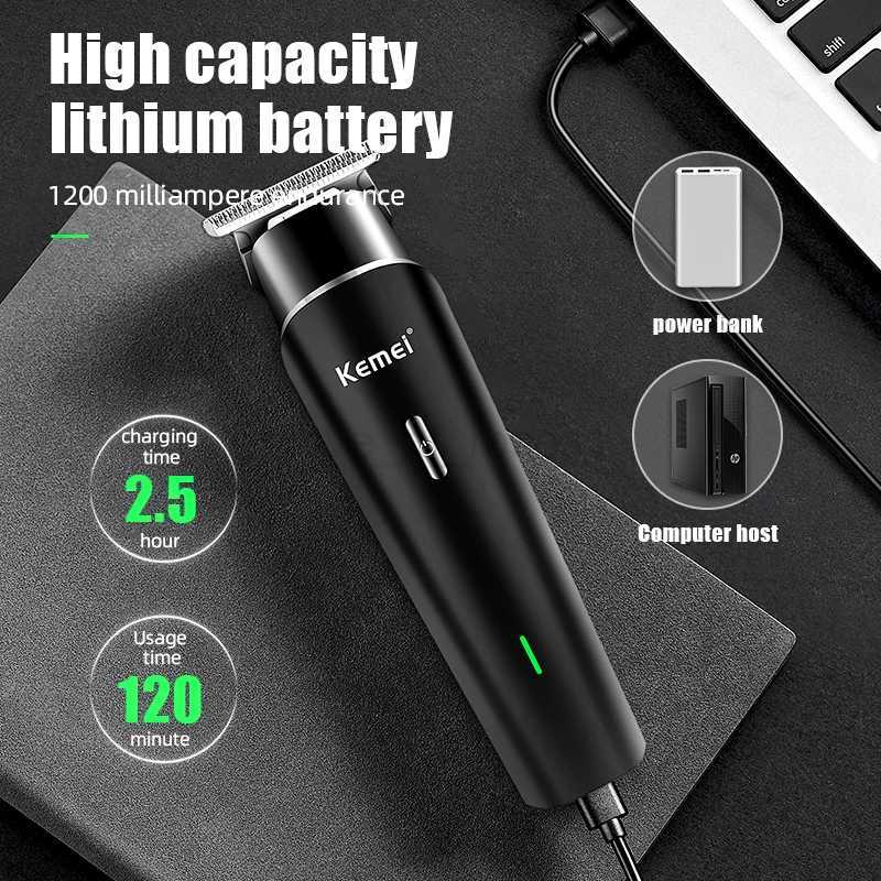 Kemei Professional Hair Trimmer with LCD Display 0mm Gapped T- Cordless Rechargeable Edgers Clippers Men Hair Cutting KitM240715