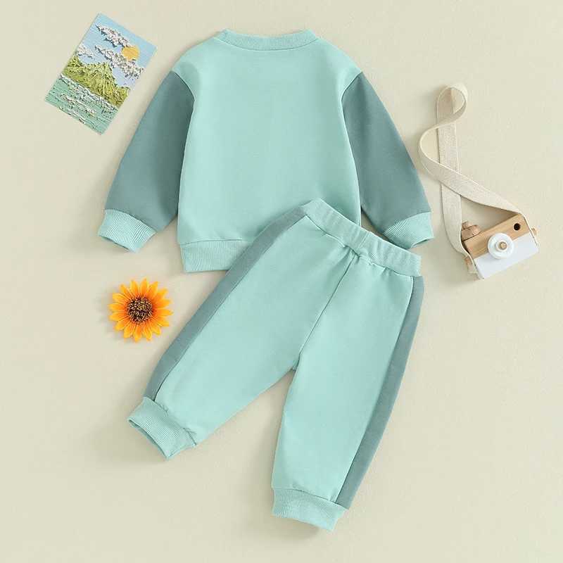 Clothing Sets 2023-09-19 Lioraitiin 0-3Y Baby Boys Pants Set Contrast Color Long Sleeve Crew Neck Sweatshirt +Elastic Waist Sweatpants Clothes