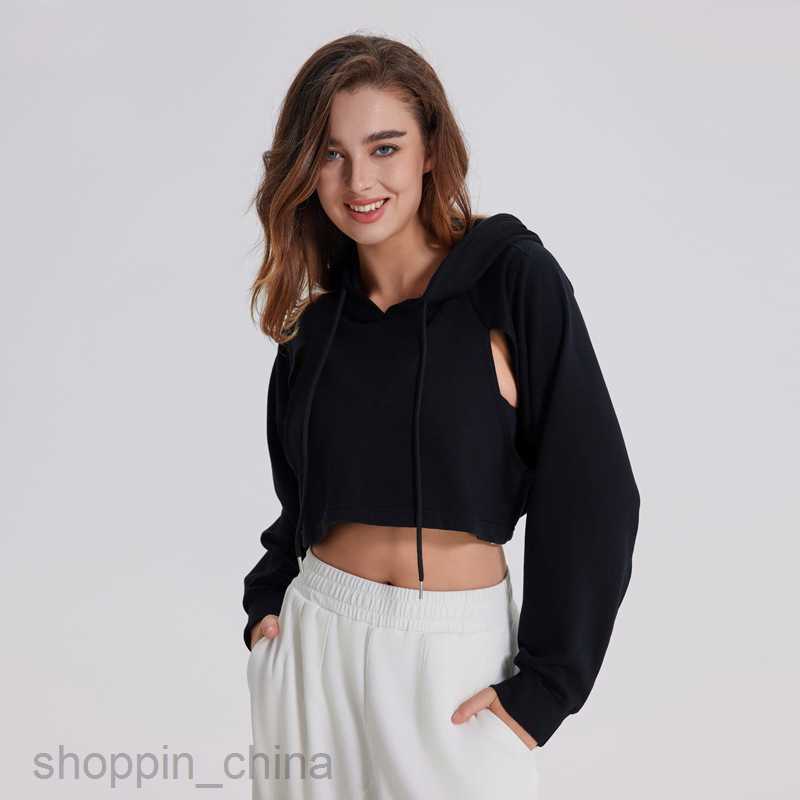 Women Hoodies Sweatshirts New autumn winter streaming sports hoodie for women exposed navel short drawstring loose fit fitness top pullover yoga joggi