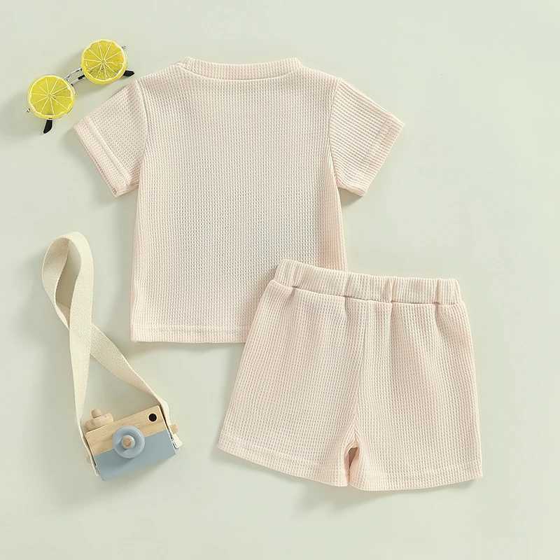 Clothing Sets Summer Baby Boy Clothes Set Short Sleeve Letter Pattern Waffle T-Shirt + Shorts 2Pcs/Sets Toddler Casual Clothes Kids Tracksuits