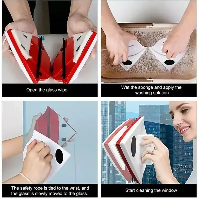 Double-Sided Magnetic Window Cleaner Brush Household Glass Cleaning Wiper dh911125171