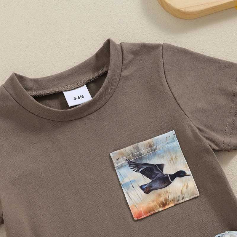 Clothing Sets Newborn Boys Clothing Sets Summer Duck Print T-shirts+Solid Color Elasctic Shorts Kids Clothes Casual Clothing Sets for Toddler