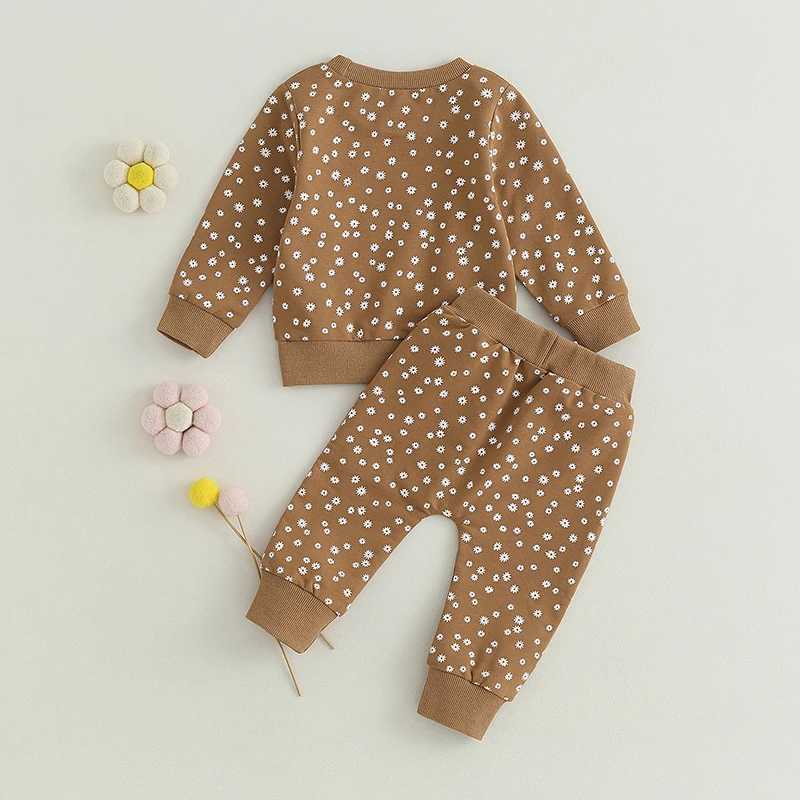 Clothing Sets 2023-06-30 Lioraitiin 0-3Years Baby Girls Fall Outfit Flower Print Long Sleeve Crew Neck Sweatshirt Sweatpants Fall Clothes