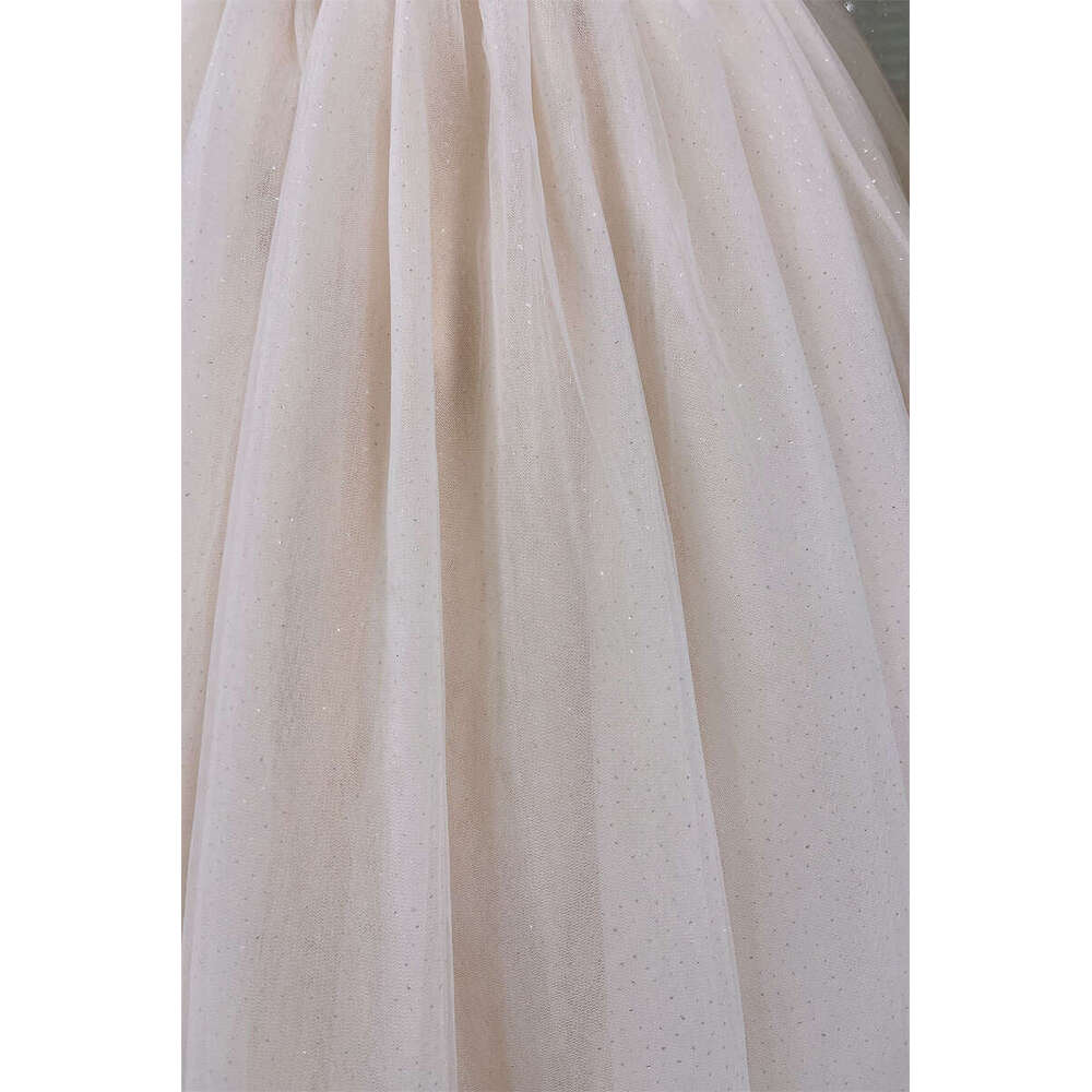 New Ball Gowns Detachable Puff Sleeves Glitter Wedding Dress Appliques Off Shoulder Tulle Boho Bridal Gown