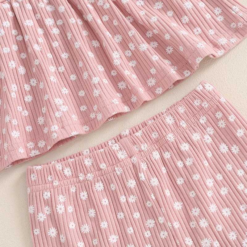 Clothing Sets 2024-05-29 Lioraitiin 1-5Y Toddler Girl Fall Outfits Floral Print Crew Neck Long Sleeve Tops Elastic Waist Long Pants 2Pcs Set